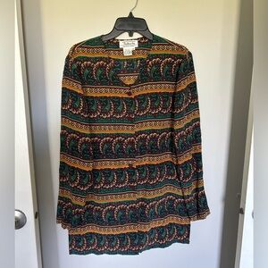 Talbots 100% silk 90’ Paisley, print blouse, size 6.​​